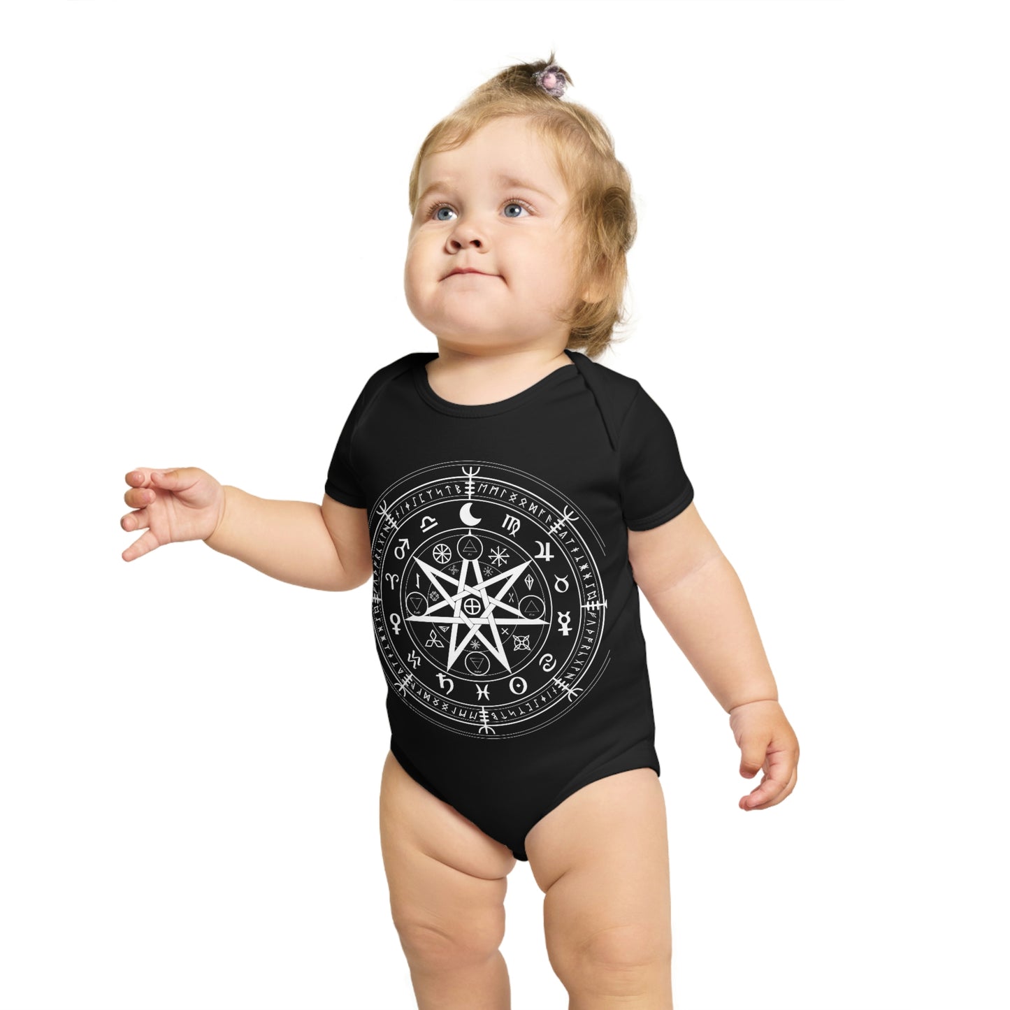 Short Sleeve Baby Bodysuit Wicca Protection Symbol