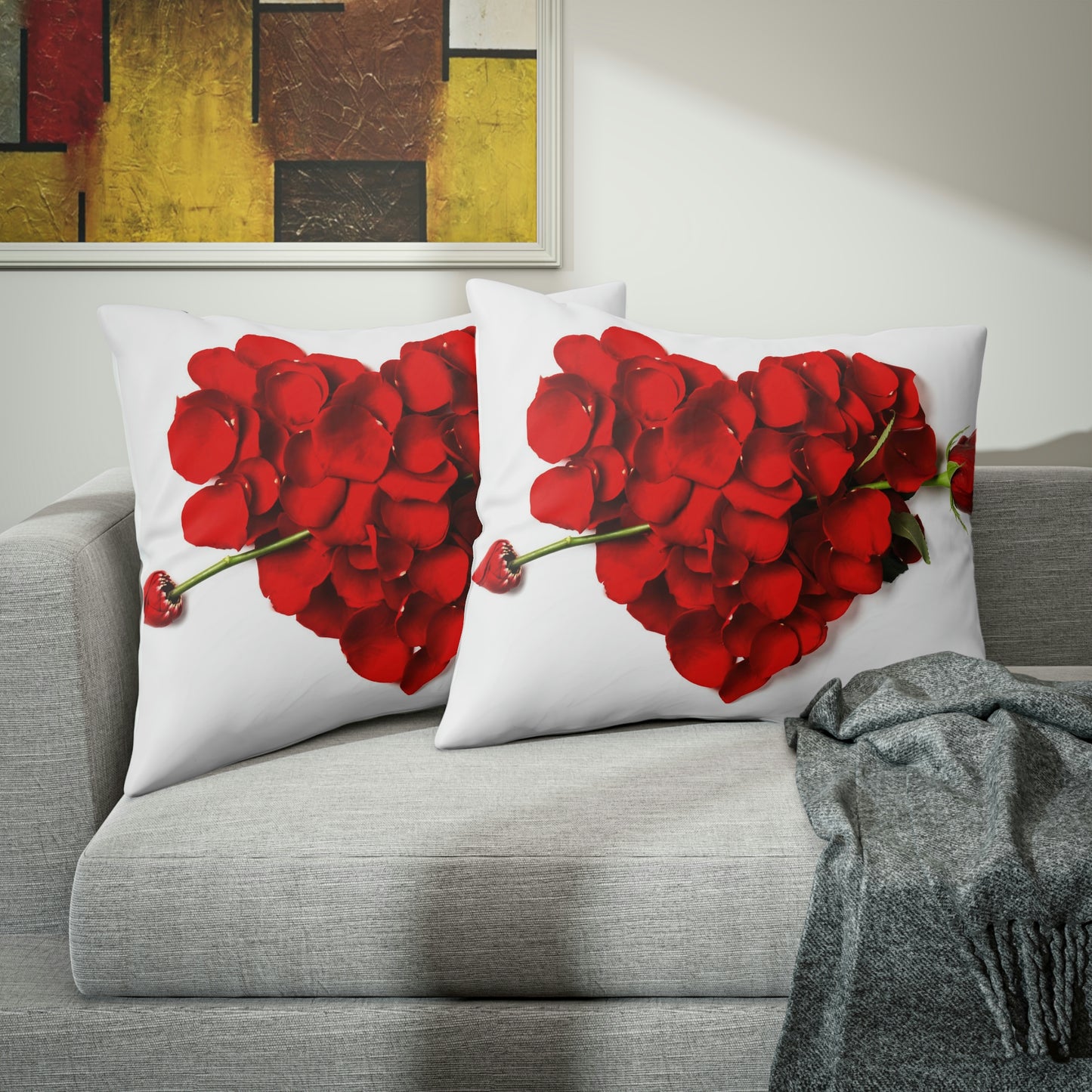 Love Heart Rose Petal Pillow Sham