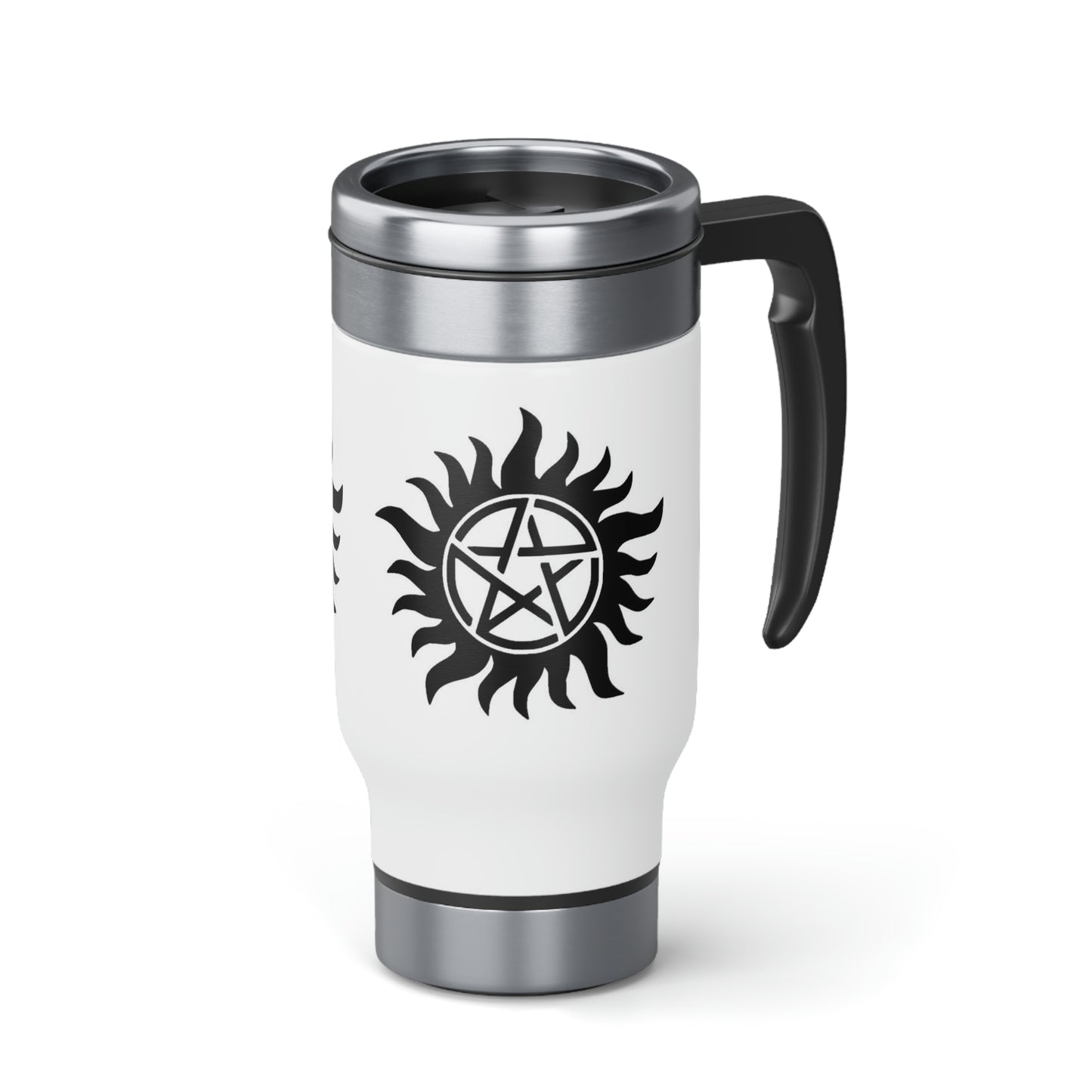 Supernatural Fan Stainless Steel Travel Mug with Handle, 14oz