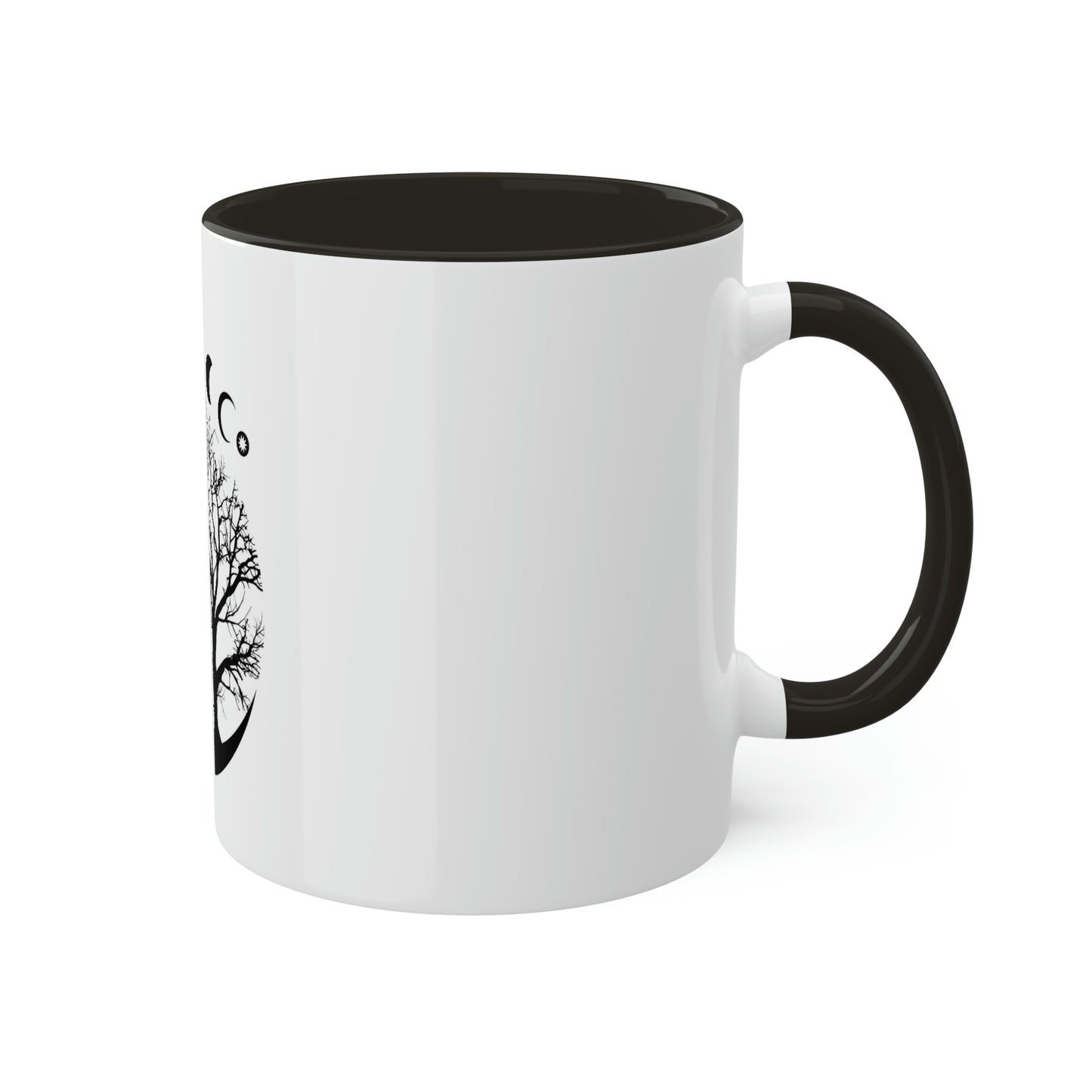 Mystical Moon Phases, tree of life and Wicca pentacle. Sacred geometry Colorful Mugs, 11oz