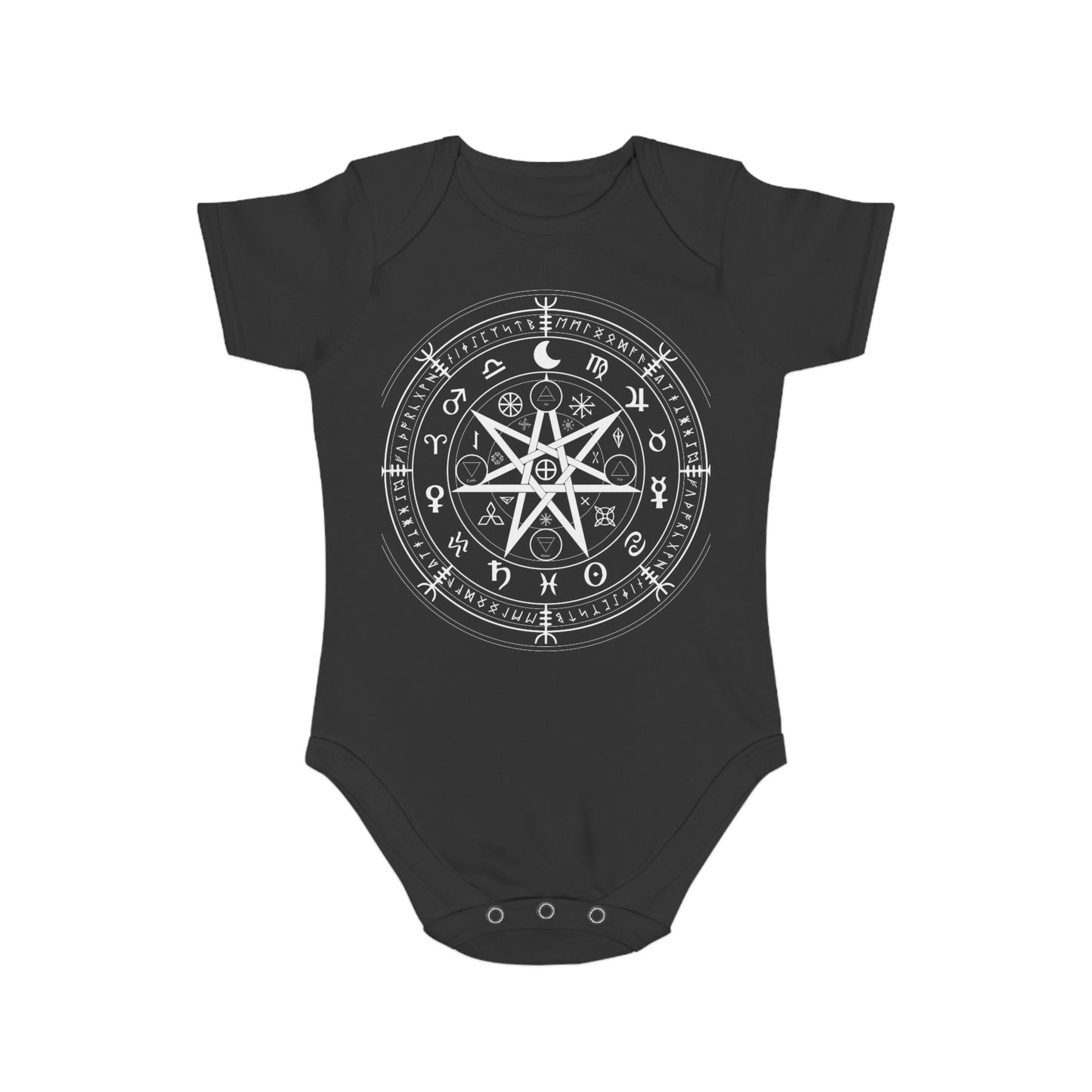 Short Sleeve Baby Bodysuit Wicca Protection Symbol