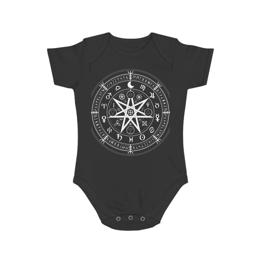 Short Sleeve Baby Bodysuit Wicca Protection Symbol