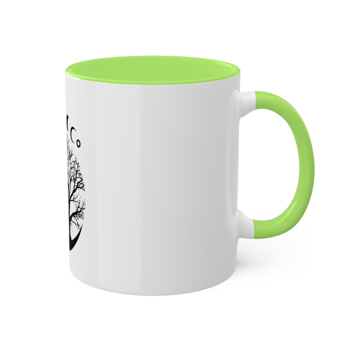 Mystical Moon Phases, tree of life and Wicca pentacle. Sacred geometry Colorful Mugs, 11oz
