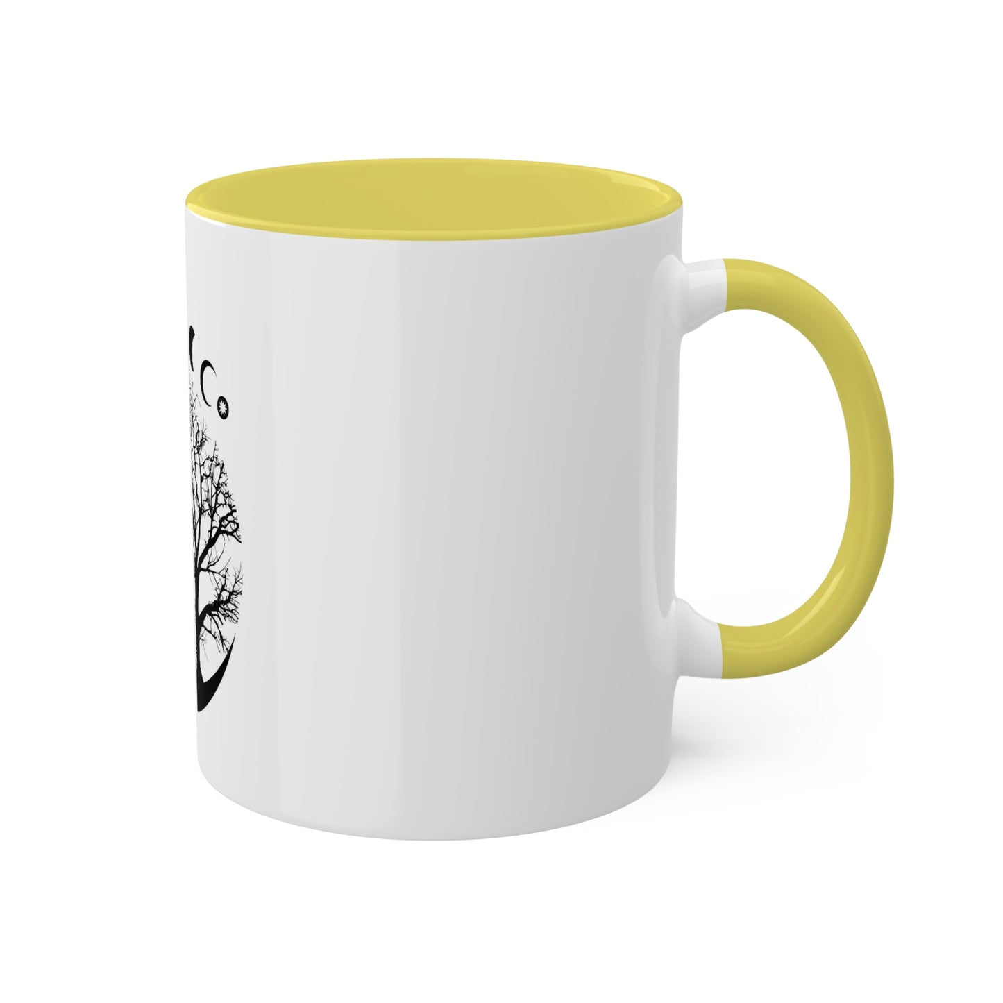 Mystical Moon Phases, tree of life and Wicca pentacle. Sacred geometry Colorful Mugs, 11oz