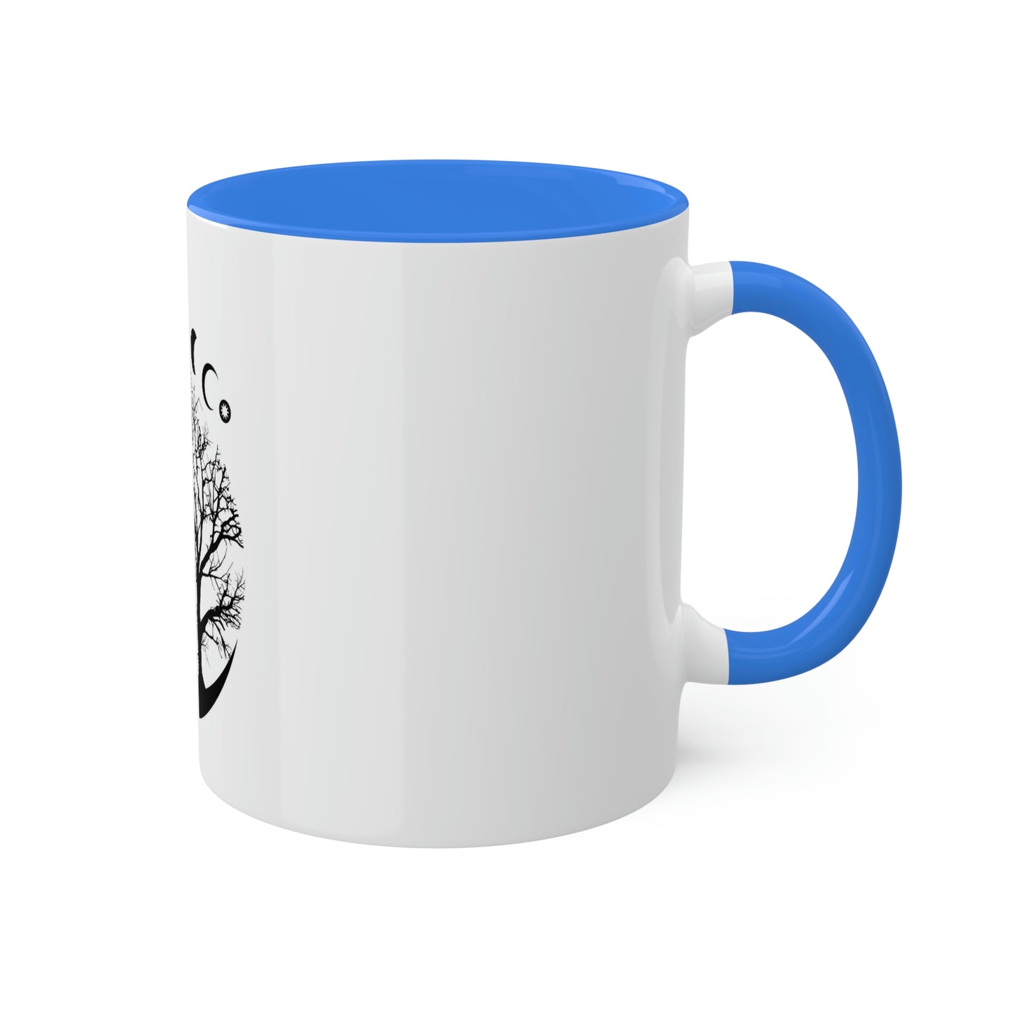 Mystical Moon Phases, tree of life and Wicca pentacle. Sacred geometry Colorful Mugs, 11oz