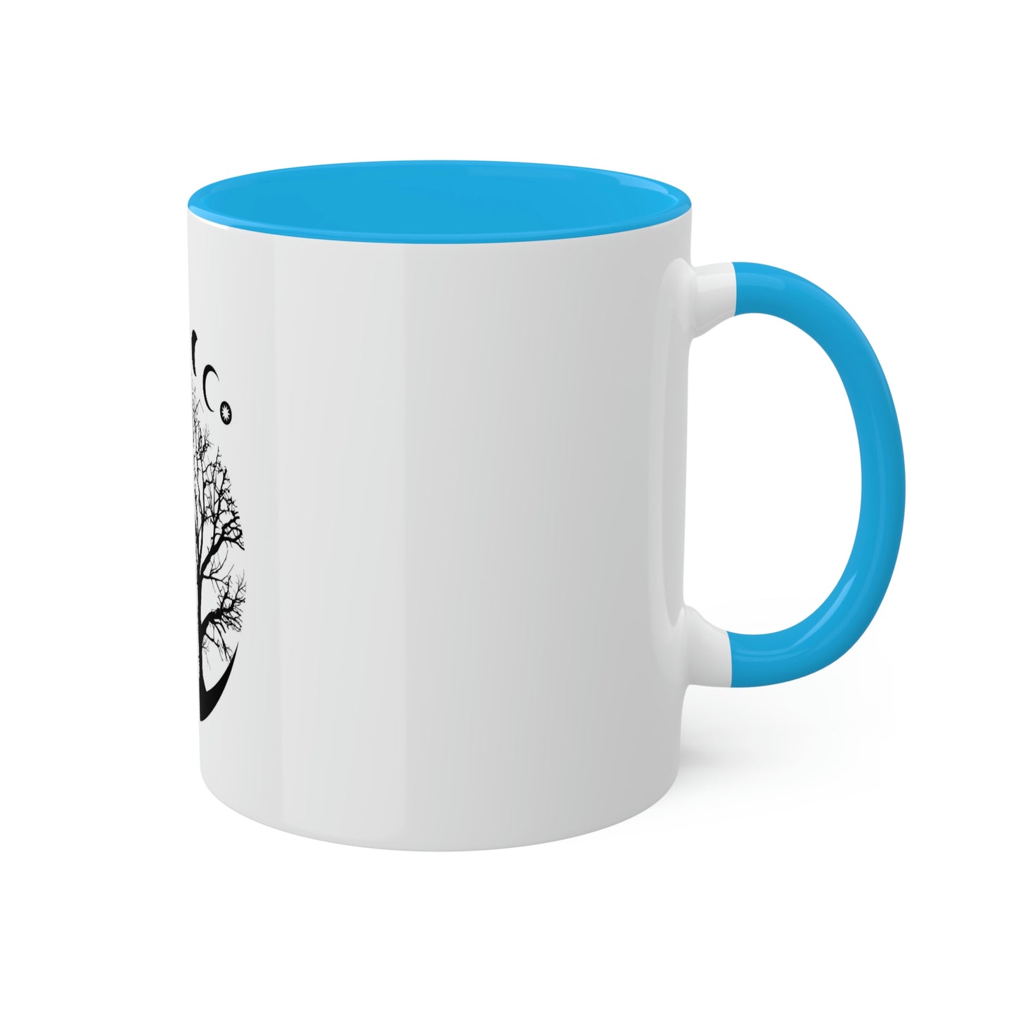Mystical Moon Phases, tree of life and Wicca pentacle. Sacred geometry Colorful Mugs, 11oz