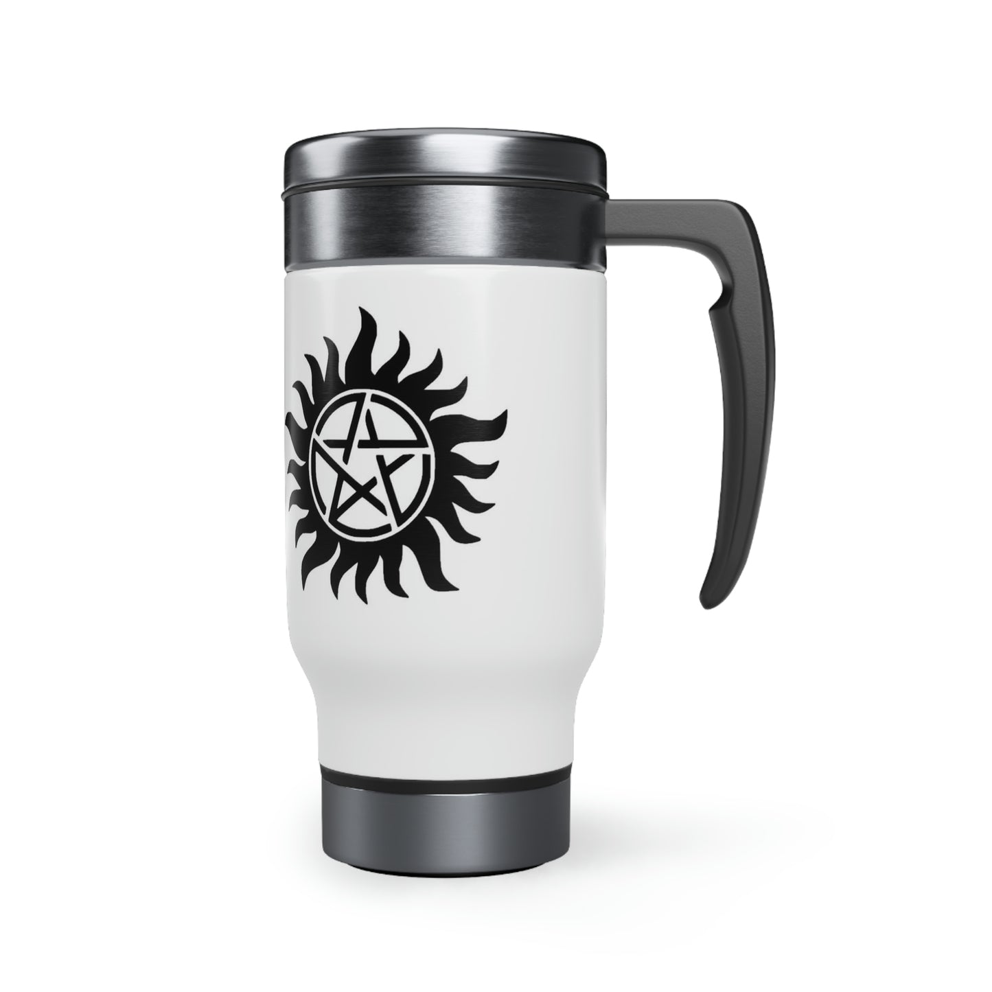 Supernatural Fan Stainless Steel Travel Mug with Handle, 14oz