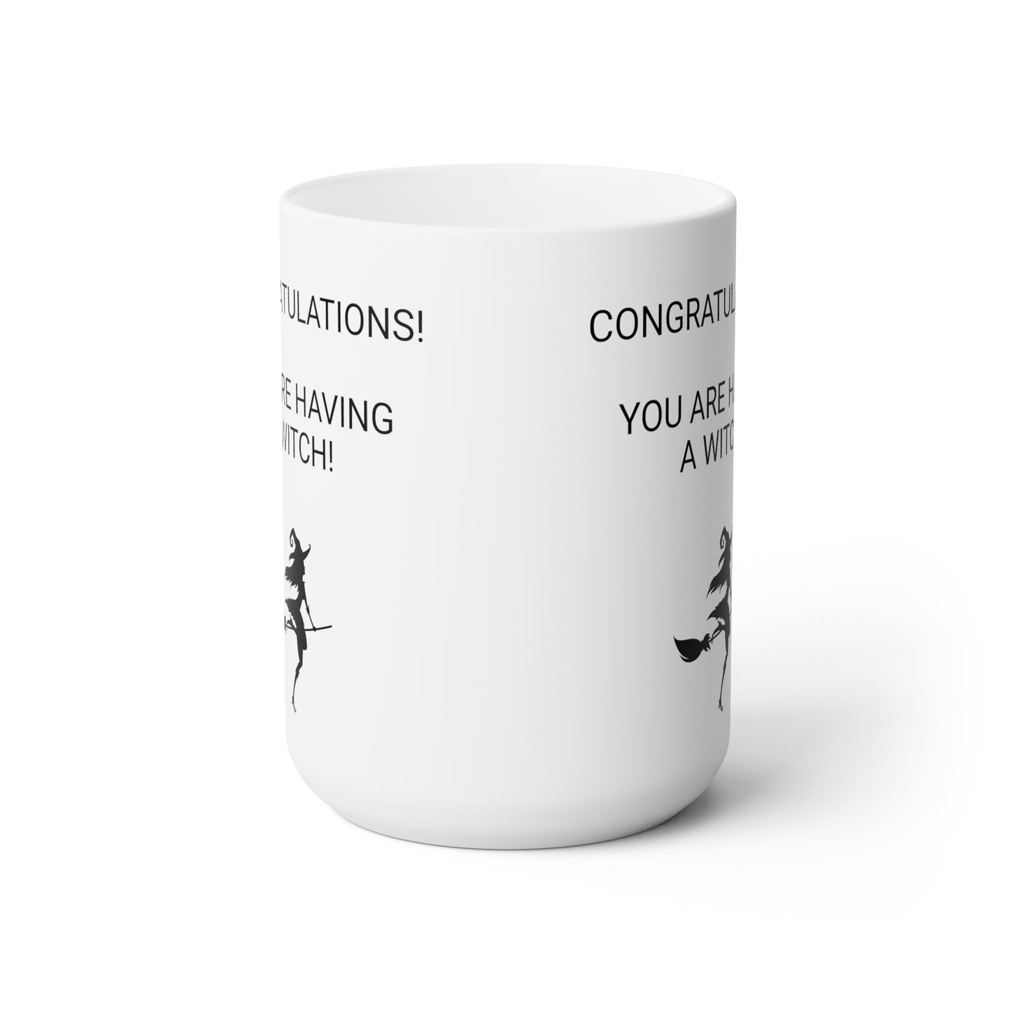Gender Reveal Witch Gift Baby Shower White glossy mug 15oz USA Made