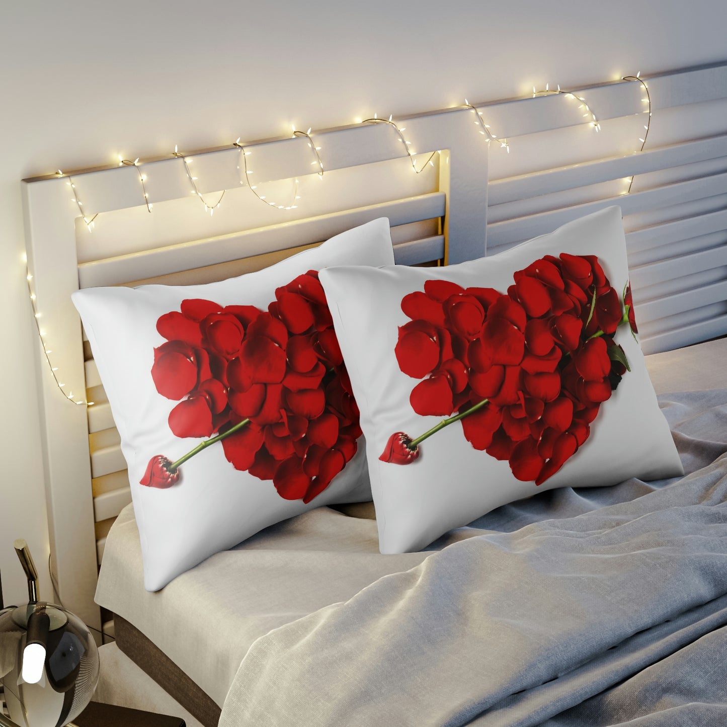 Love Heart Rose Petal Pillow Sham
