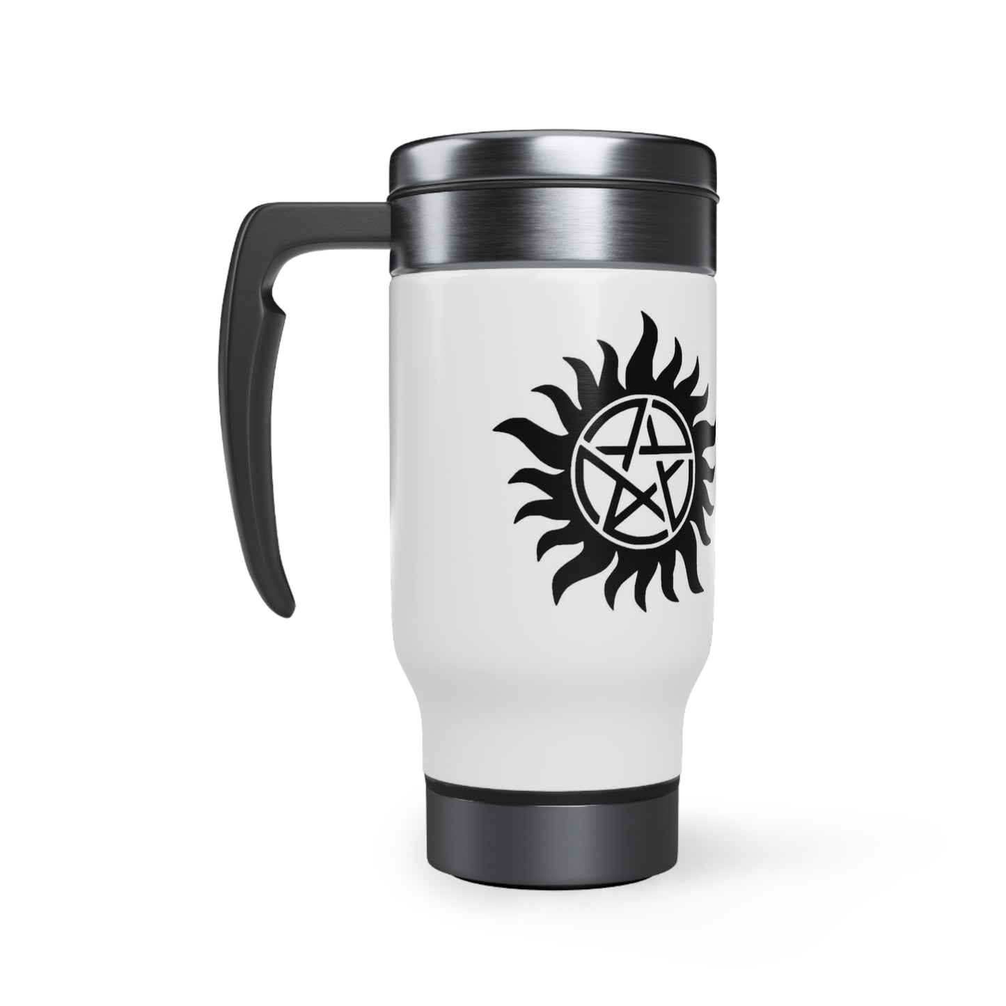 Supernatural Fan Stainless Steel Travel Mug with Handle, 14oz