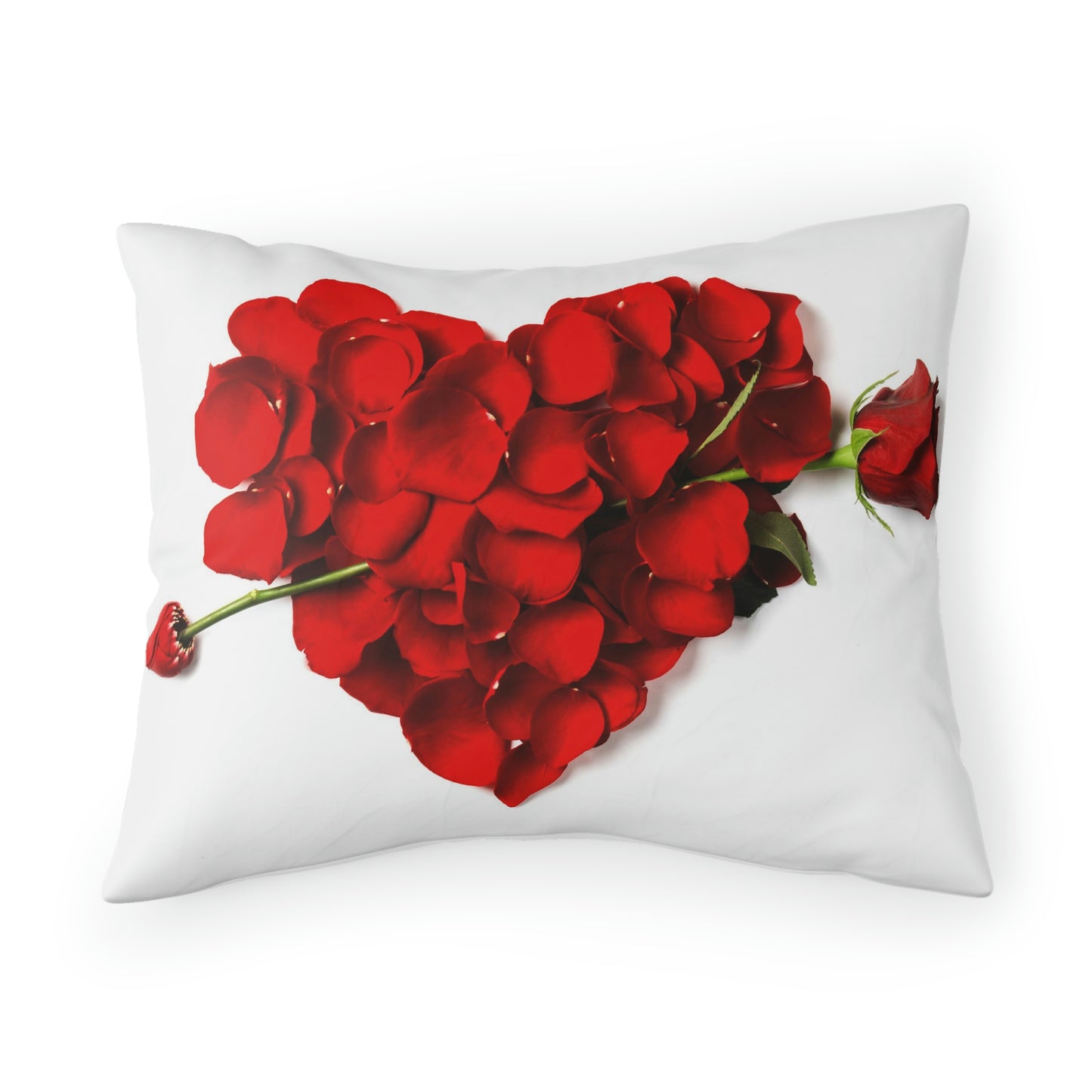 Love Heart Rose Petal Pillow Sham