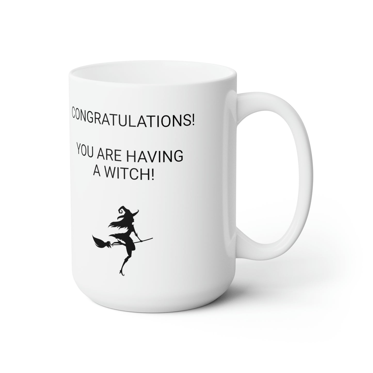 Gender Reveal Witch Gift Baby Shower White glossy mug 15oz USA Made