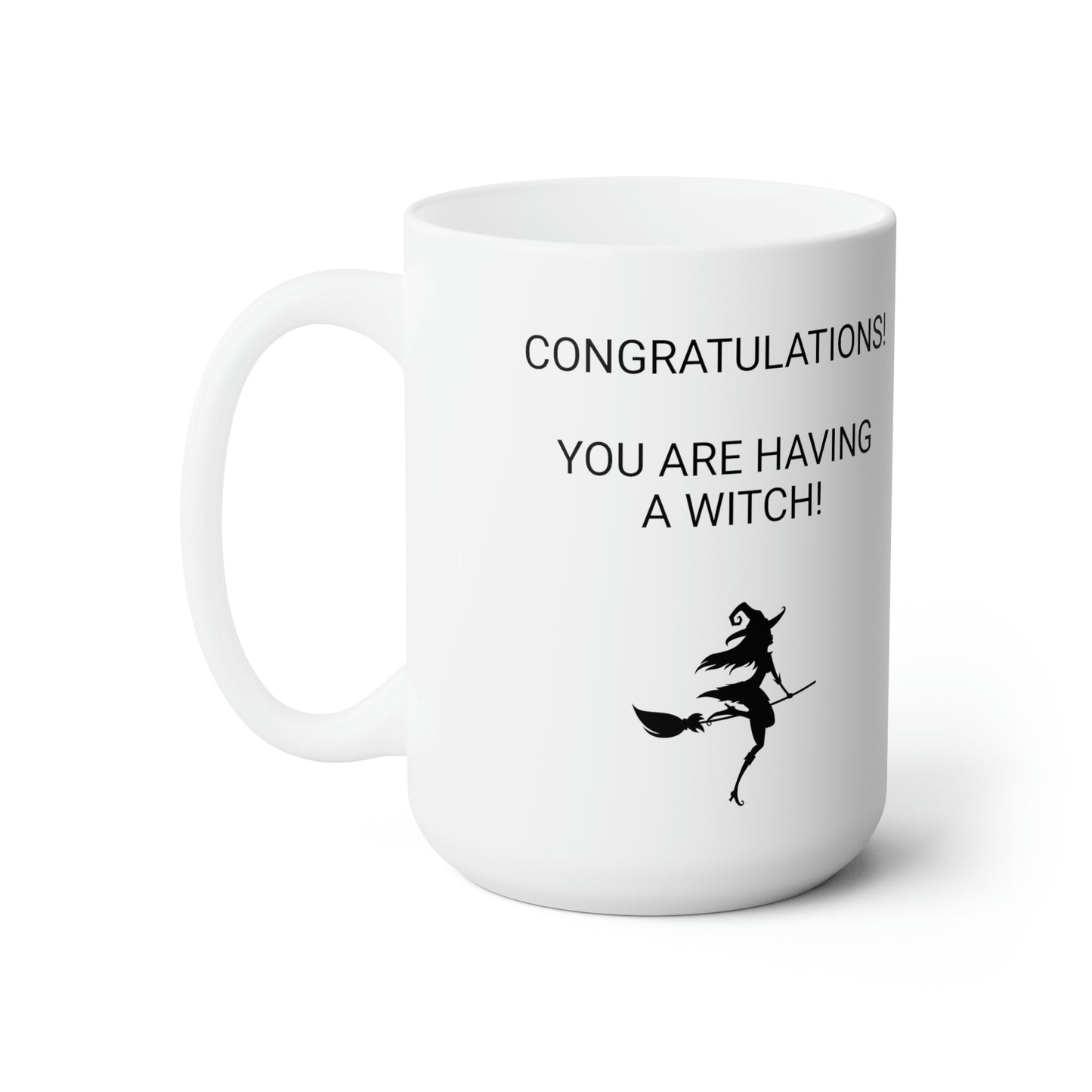 Gender Reveal Witch Gift Baby Shower White glossy mug 15oz USA Made